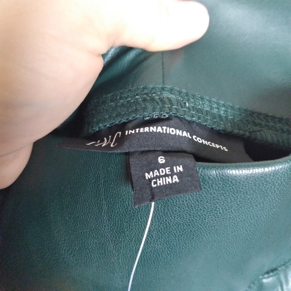 INC International Concepts Hunter Green Faux Leather High Waist Pants Size 6 - Picture 6 of 9